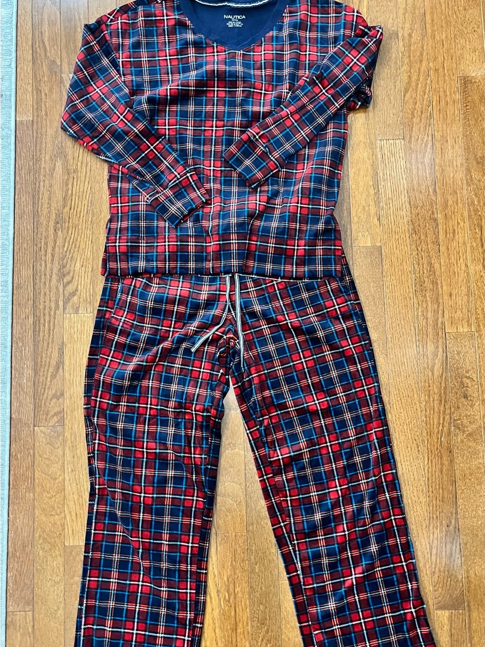 Nautica Womens Red & Navy Plaid Pajama Set